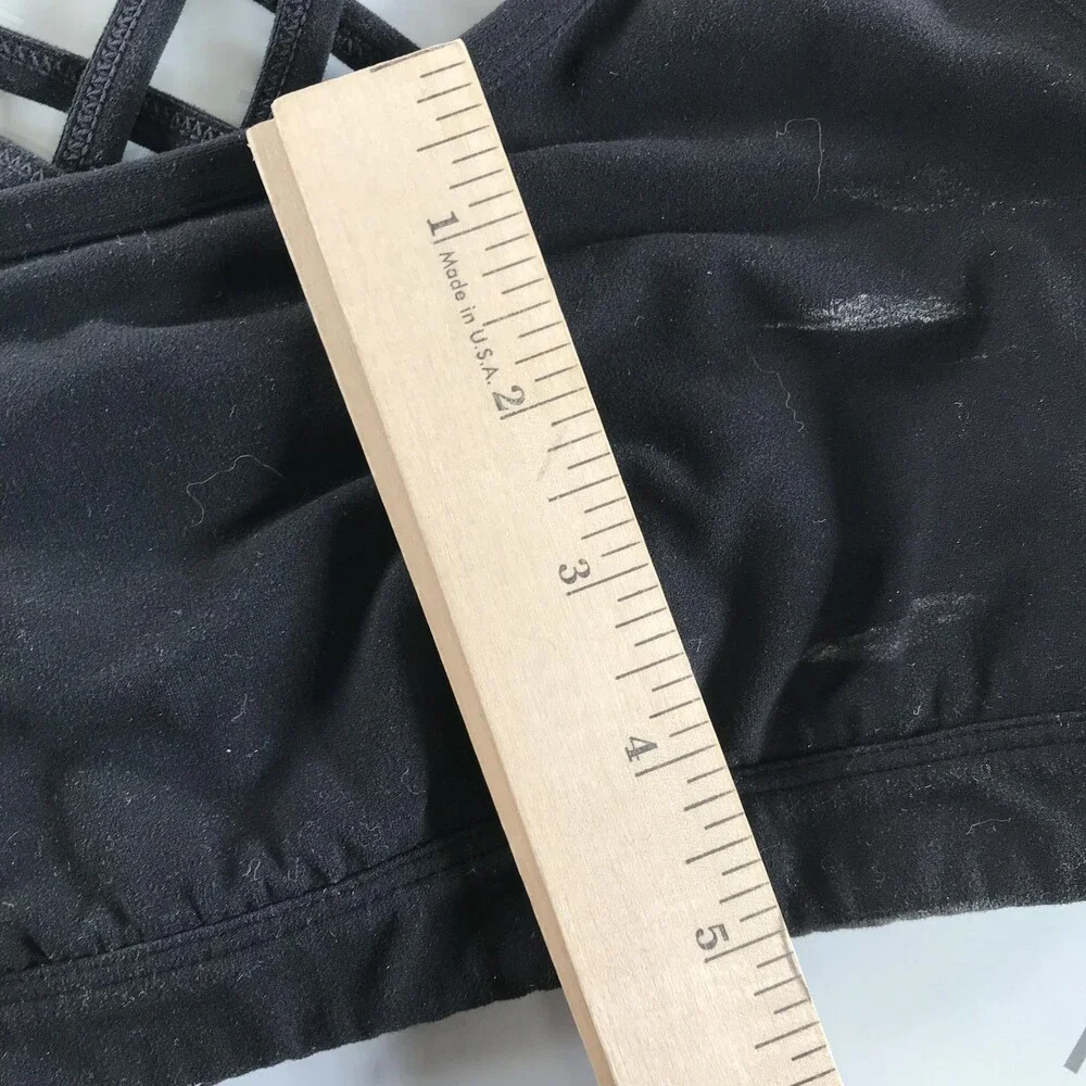 Athleta Sports Bra Womens XS Black Strappy Crossback Mesh Lined Removable Pads - Picture 12 of 14